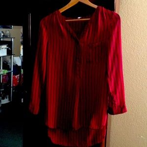 Deep red with black vertical stipes